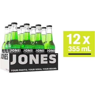 Jones Soda Co. Soda artisanal au sucre de canne à la pomme verte, paquet de 12 12x355.0 ml, 0,40 $/100ml