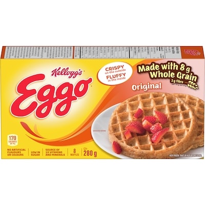 Kelloggs Eggo Plus Fibre Original, 8 waffles 280 g, $1.53/100g