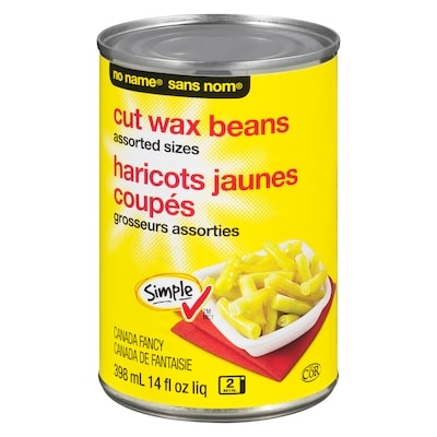 Sans Nom Haricots jaunes coupés, grosseurs assorties 398 ml, 0,35 $/100ml