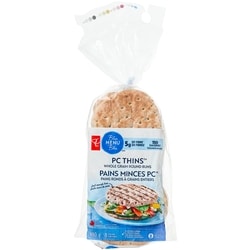 PC Blue Menu White Whole Grain Thin Buns 8x60.0 g, $1.00/100g