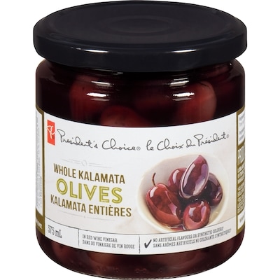 le Choix du Président Olives Kalamata entières  375 ml, 2,26 $/100ml