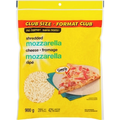 No Name Shredded Mozzarella Cheese Club Size 900 g, $1.61/100g