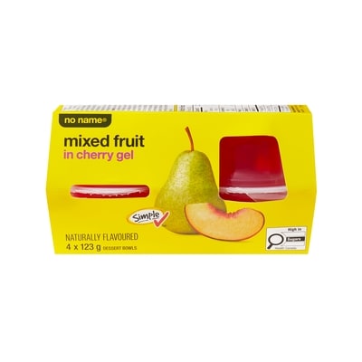 No Name Mixed Fruit in Cherry Gel Dessert Bowls 4x123.0 g, $0.51/100g