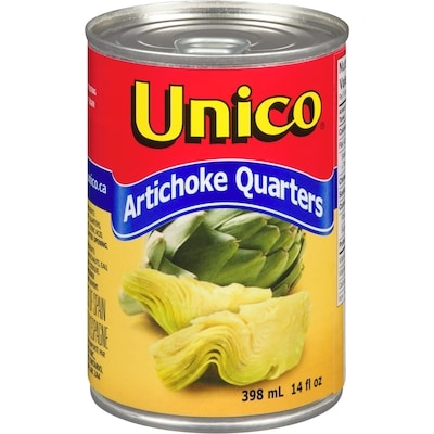 Unico Artichokes, Quarters 398 ml, $1.38/100ml