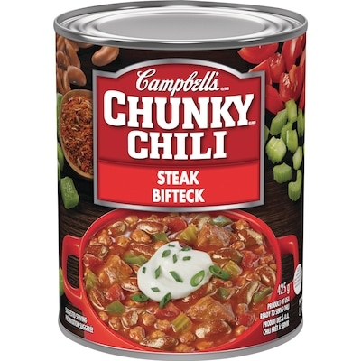 Campbell’s Chili au bifteck 425 g, 0,87 $/100g