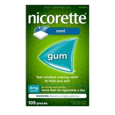 Nicorette Gomme de nicotine 4 mg, Menthe 105 ea, 0,42 $/1ch