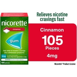 Nicorette Nicotine Gum, 4 mg, Cinnamon 105 ea, $0.35/1ea
