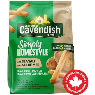Les Fermes Cavendish Frites avec sel de mer Simply Homestyle  750 g, 0,73 $/100g