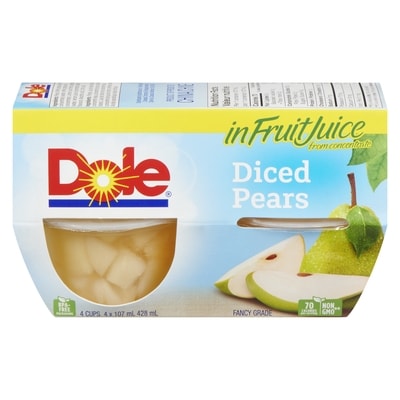 Dole Fruit Bowls Pears, Diced 4x107.0 ml, $0.76/100ml