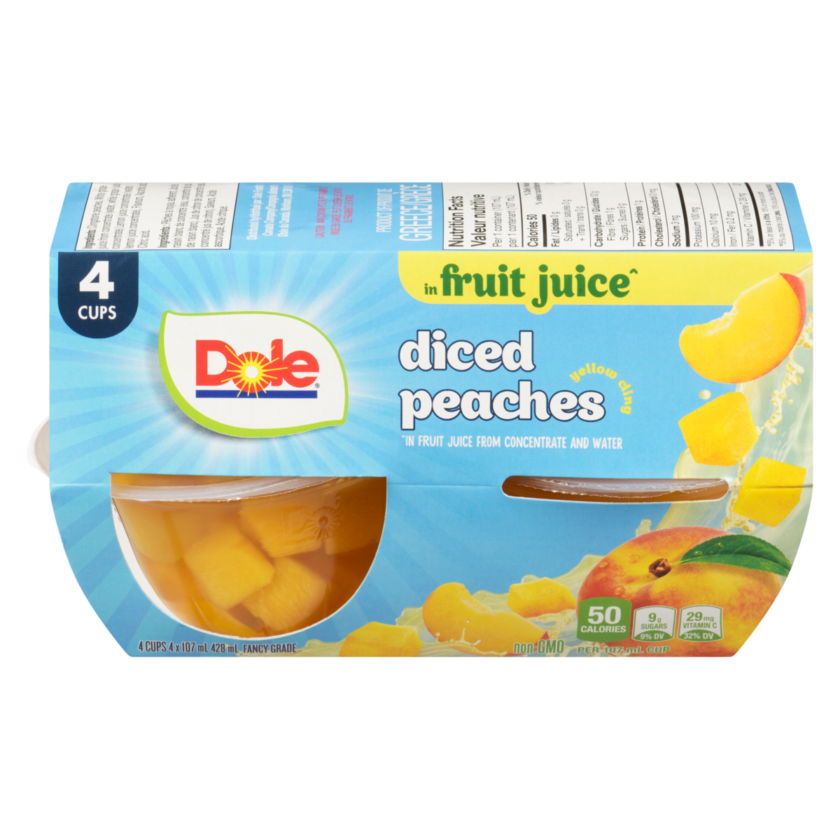Dole Fruit Bowls Diced Peaches in Water