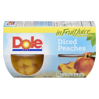 Dole Fruit Bowls Diced Peaches in Juice 4x107.0 ml, $0.82/100ml