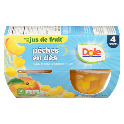 Dole Dole Pêche en dés dans jus 4x107.0 ml, 1,00 $/100ml