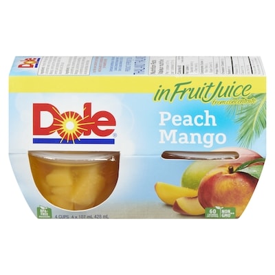 Dole Fruit Bowls Peach Mango 4 Cups 4x107.0 ml, $0.76/100ml