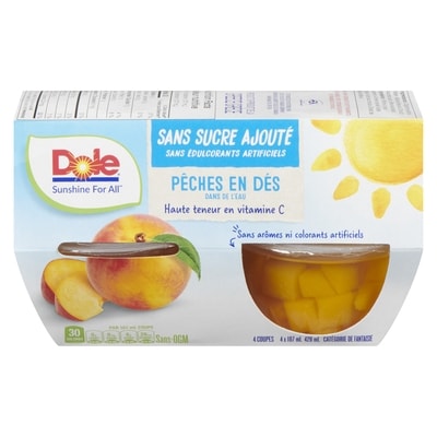 Dole Pêches en dés dans l eau 4x107.0 ml, 0,82 $/100ml
