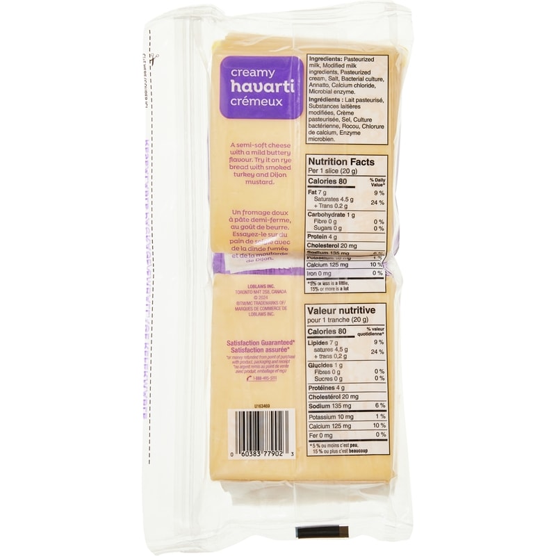 Creamy Havarti Cheese Slices Club Size