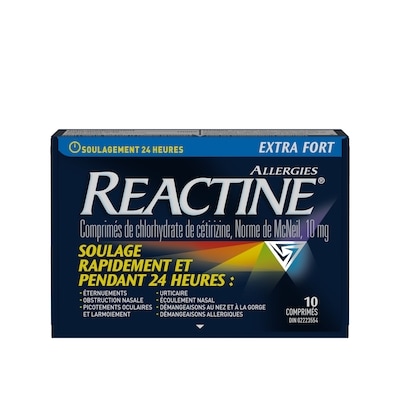 Réactine Comprimés Extra fort à 10 mg 10 ea, 1,45 $/1ch