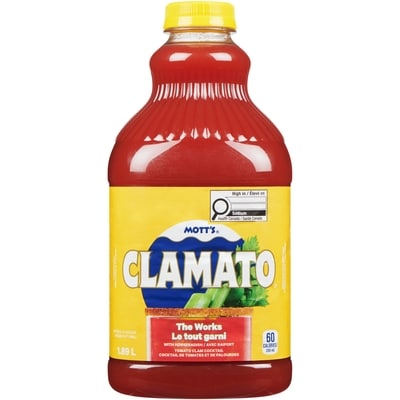Mott's Clamato, The Works 1.89 l, $0.21/100ml