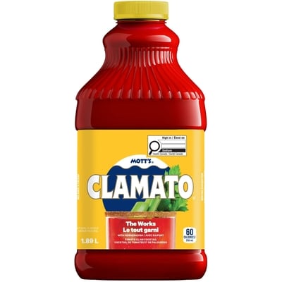 Mott’s Clamato Le tout garni 1.89 l, 0,21 $/100ml