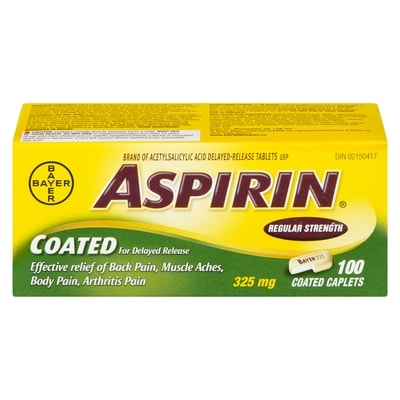 Aspirin Regular Strength325mg, Coated for Delayed Release 100 ea, $0.11/1ea