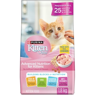 Purina Kitten Chow Advanced Nutrition Real Chicken, Dry Kitten Food 1.8 kg, $0.56/100g