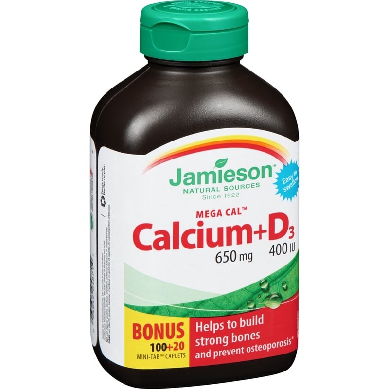 Mega Cal Calcium + Vitamin D3 400 IU Caplets, 650 mg