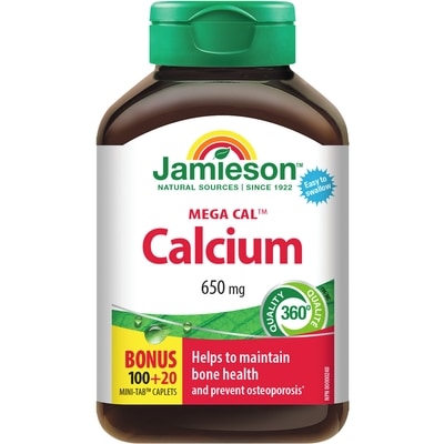 Jamieson Mega Cal Calcium Mini-Tab Caplets, 650 mg 120 ea, $0.12/1ea