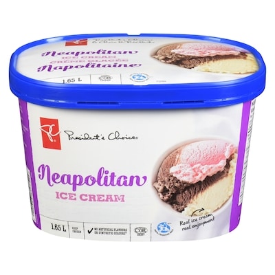President's Choice Neapolitan Ice Cream 1.65 l, $0.42/100ml