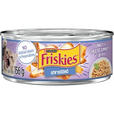 Purina Friskies Shredded Turkey and Cheese Dinner in Gravy, Wet Cat Food 156 g, $0.58/100g
