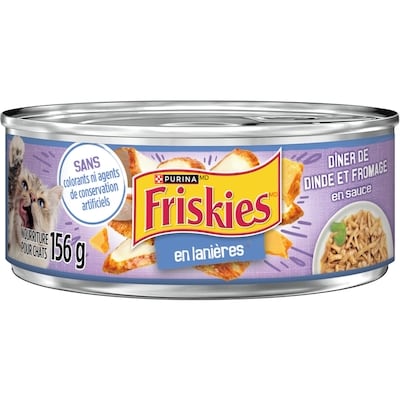 Purina (MD) Friskies(MD) en Lanières Dîner de Dinde et Fromage Nourriture pour Chats en Sauce Boîte de Conserve  156 g, 0,64 $/100g