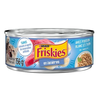 Purina (MD) Friskies(MD) en Lanièrs avec Poisson Blanc et Thon en Sauce Nourriture pour Chats 156 g, 0,76 $/100g