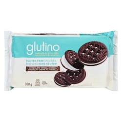 Glutino Biscuits sans gluten crème chocolat vanille 300 g, 3,00 $/100g