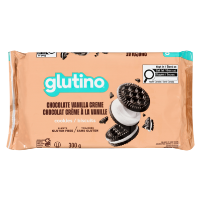 Glutino Biscuits sans gluten crème chocolat vanille 300 g, 3,00 $/100g