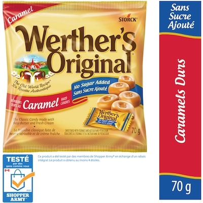 Werther’s Original Bonbons durs au caramel sans sucre ajouté 70 g, 5,70 $/100g