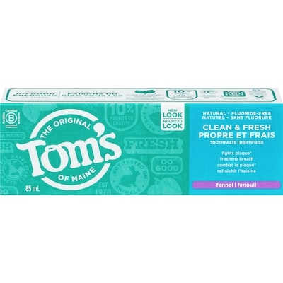 Tom's of Maine Fluoride-Free Clean & Fresh Natural Toothpaste, Fennel 85 ml, $6.46/100ml