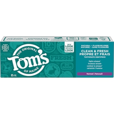 Tom’s of Maine Dentifrice Naturel sans fluorure Propre & Frais, Fenouil 85 ml, 5,64 $/100ml