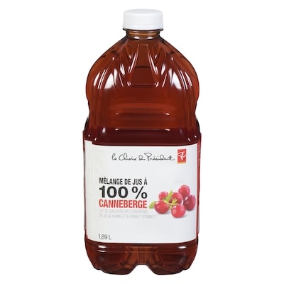 le Choix du Président Mélange de jus à 100 %, canneberge 1.89 l, 0,25 $/100ml
