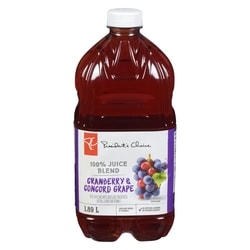 President's Choice 100% Cranberry & Concord Grape Juice Blend  1.89 l, $0.25/100ml