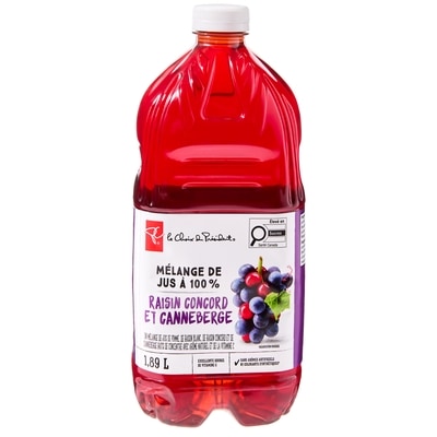 le Choix du Président Mélange de jus à 100 %, canneberge et raisin concord 1.89 l, 0,25 $/100ml