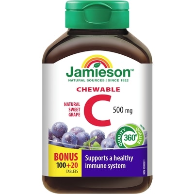 Jamieson Chewable Vitamin C Grape Juice Tablets, 500 mg 100 ea, $7.91/100ea