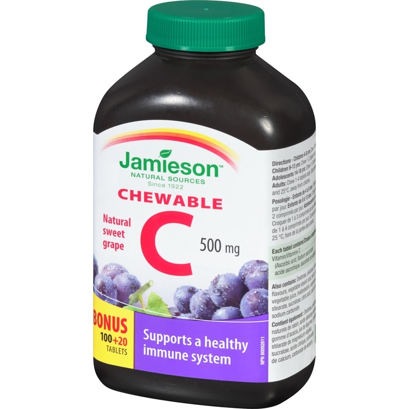 Chewable Vitamin C Grape Juice Tablets, 500 mg