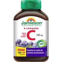 Jamieson Vitamine C 500 mg à croquer - Jus de raisin 100 ea, 5,53 $/100ch