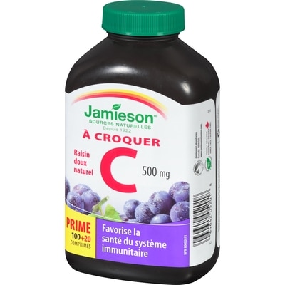 Vitamine C 500 mg à croquer - Jus de raisin