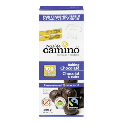 Camino Baking Chocolate 100% Unsweetened 200 g, $3.75/100g