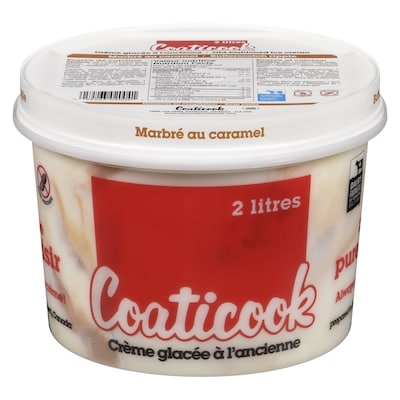 Coaticook Crème glacée à l'ancienne, marbree au caramel écossais 2 l, 0,30 $/100ml