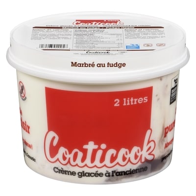 Coaticook Crème glacée à l'ancienne, Marbree au fudge 2 l, 0,30 $/100ml