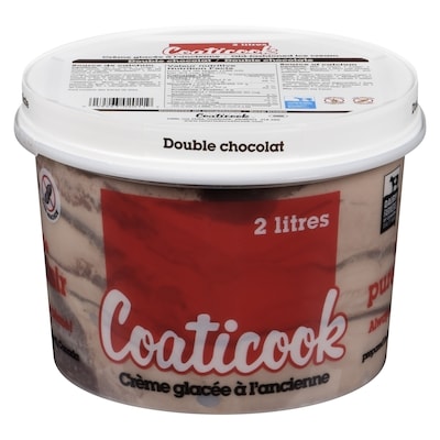 Coaticook Crème glacée à l'ancienne, double chocolat 2 l, 0,30 $/100ml