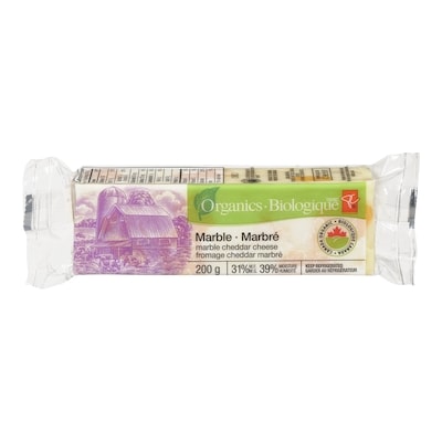 PC Organics Organic Cheese, Marble Cheddar 200 g, $3.50/100g
