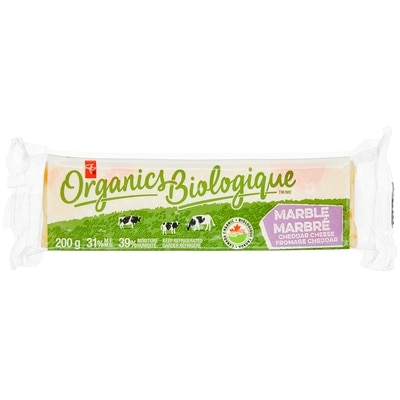 PC Biologique Fromage Cheddar Marbré 200 g, 4,00 $/100g