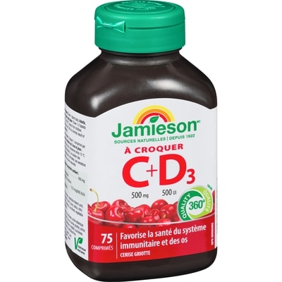 Vitamines C 500 mg + D 500 UI à croquer - Cerise Morello