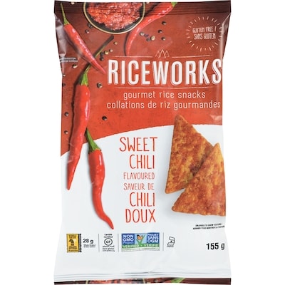 Riceworks Croustilles de riz brun gastronomiques au chili doux 156 g, 2,77 $/100g